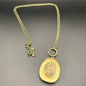 Lucky Brand Two Tone Reversible Stone Pendant Gold Tone Necklace